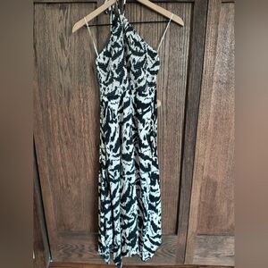 Old Navy Black and White Halter Midi Dress
